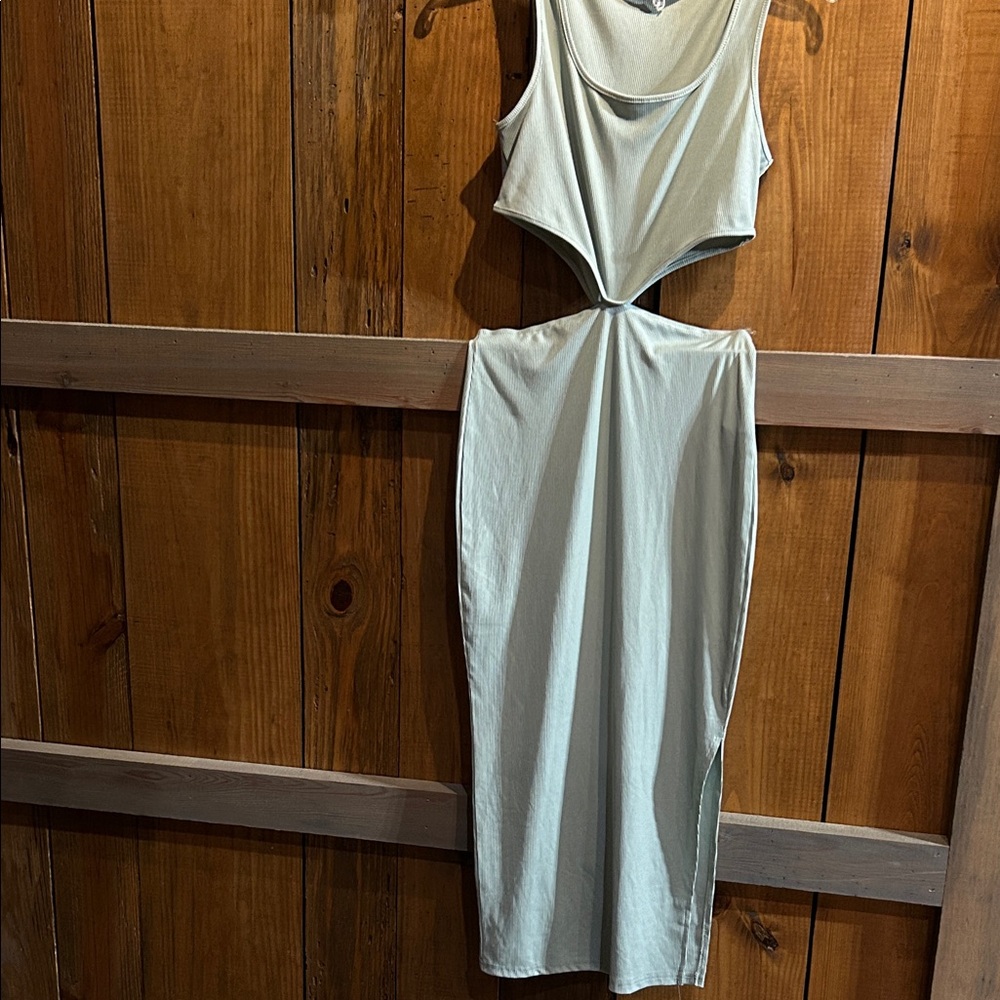 Sleek Olive Green Sleeveless Dress